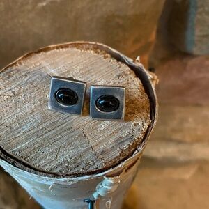 Sterling Silver and Black Onyx Square Earrings